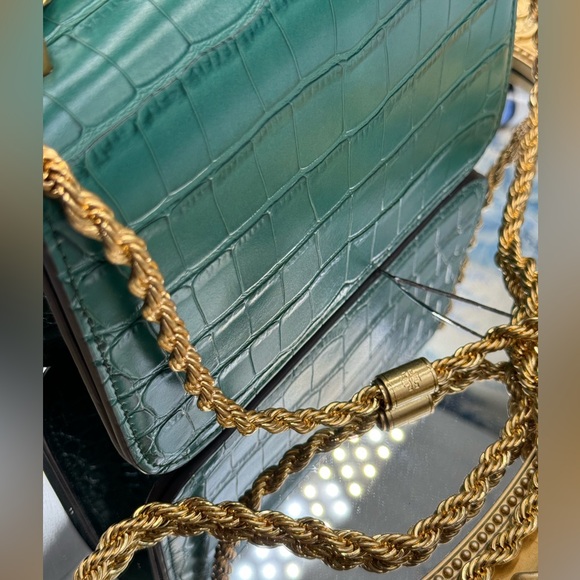 🆕 TORY BURCH 🧿 NWOT Eleanor Malachite Croc Embossed Shoulder Bag - AUTHENTIC - Picture 11 of 16